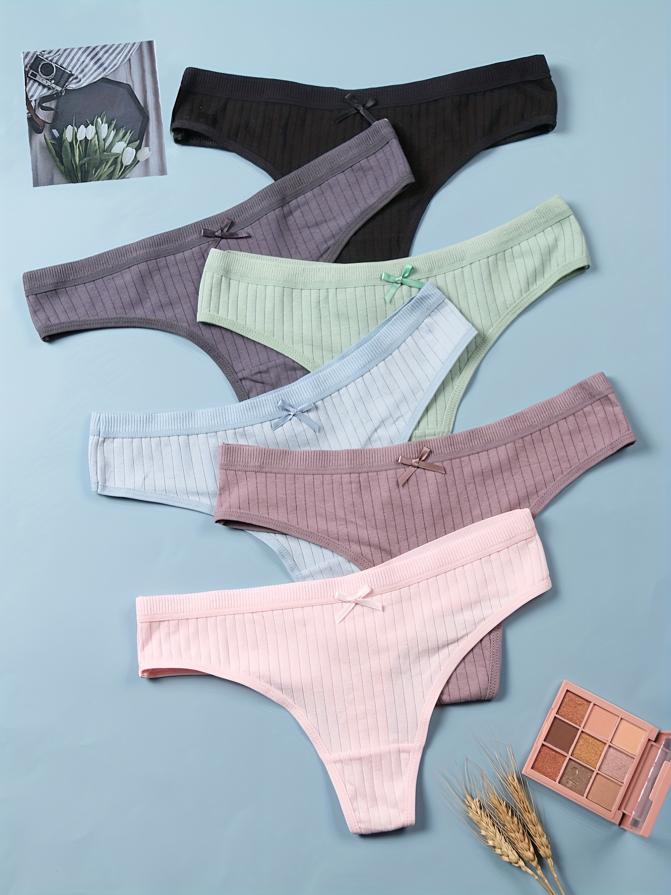 Colorful Cotton Panties Assorted Colors Soft Stretchy Thongs