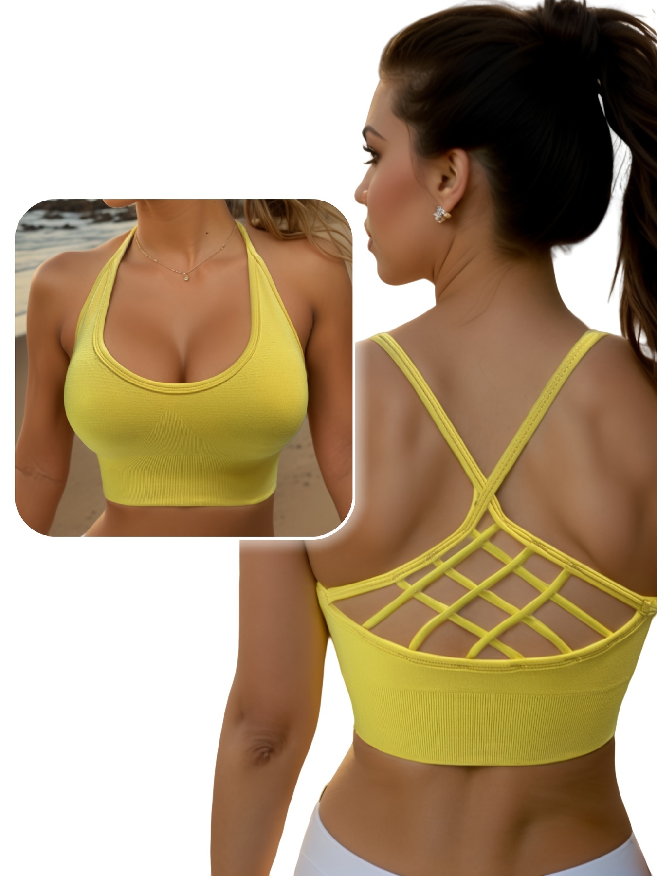 Padded Sports Bra Casual Comfy Sports Tank Top Yoga Fitness - Temu Canada