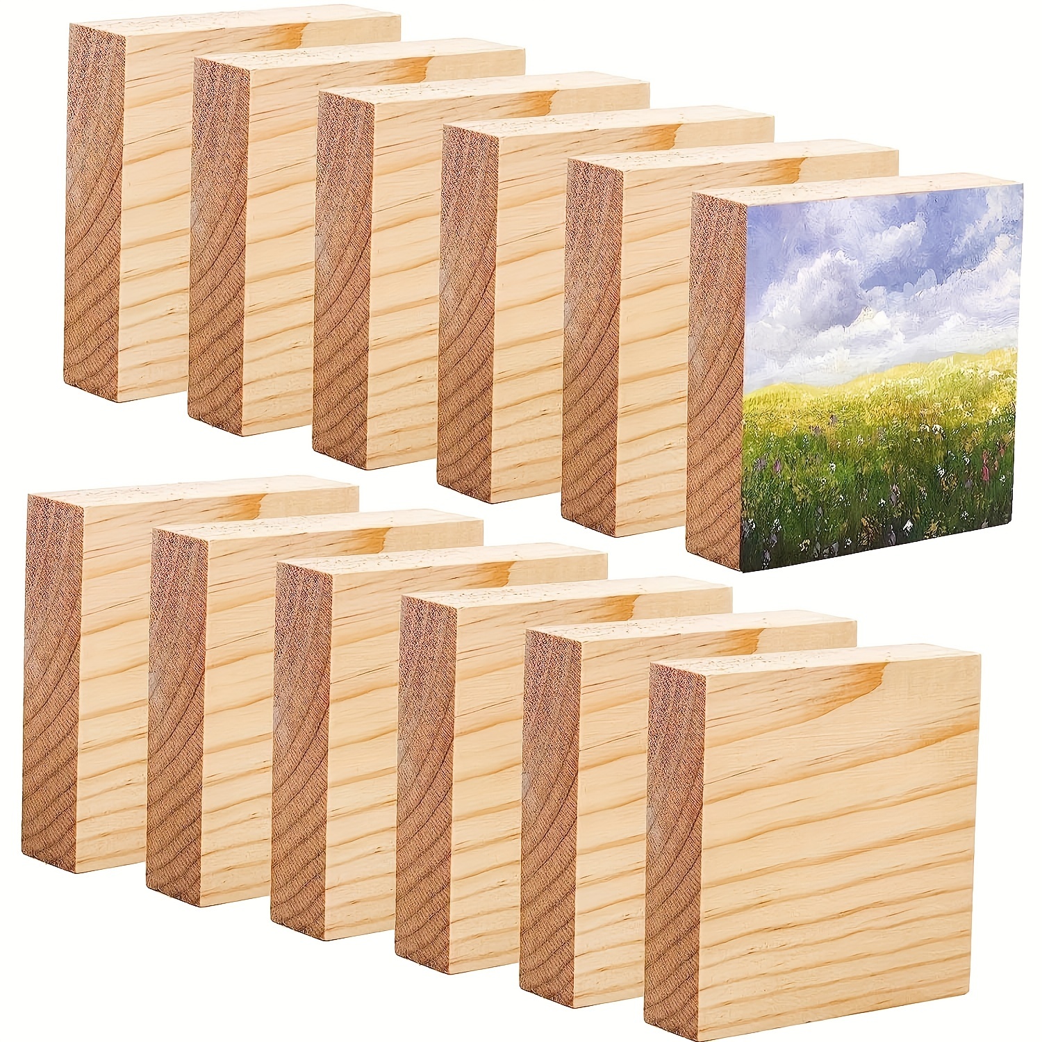 Wooden Cubes 50pcs Unfinished Wood Blocks Set 1 inch Natural Wood Square Blocks for Painting, Gluing or Writing, Perfect for DIY Projects, Personalize