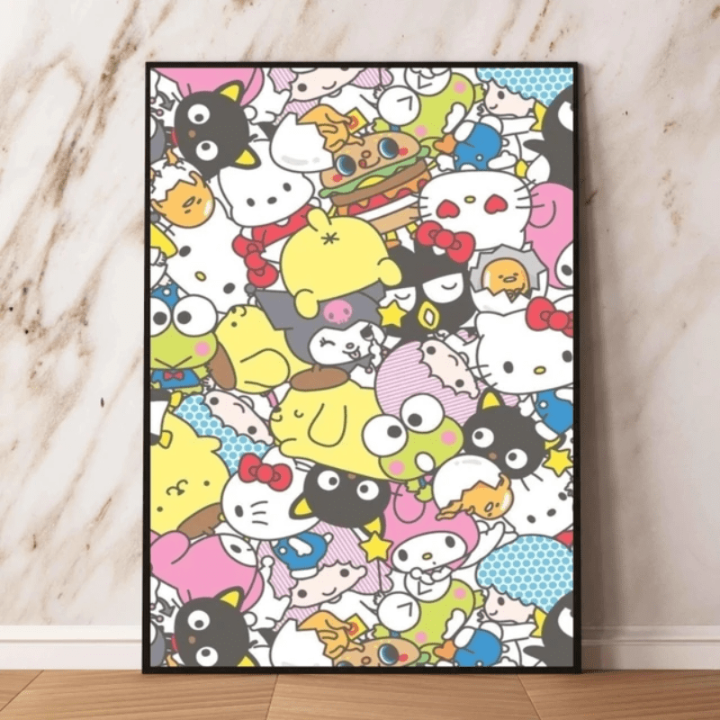 Sanrio Hello Kitty Poster Blue Heart Poster Wall Art Sticky Poster