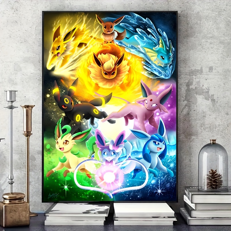 Affiche de périphérique Pokemon, images de Pikachu Eevee eewelution, toile  aquarelle, peinture murale, décor de chambre d'enfant - AliExpress