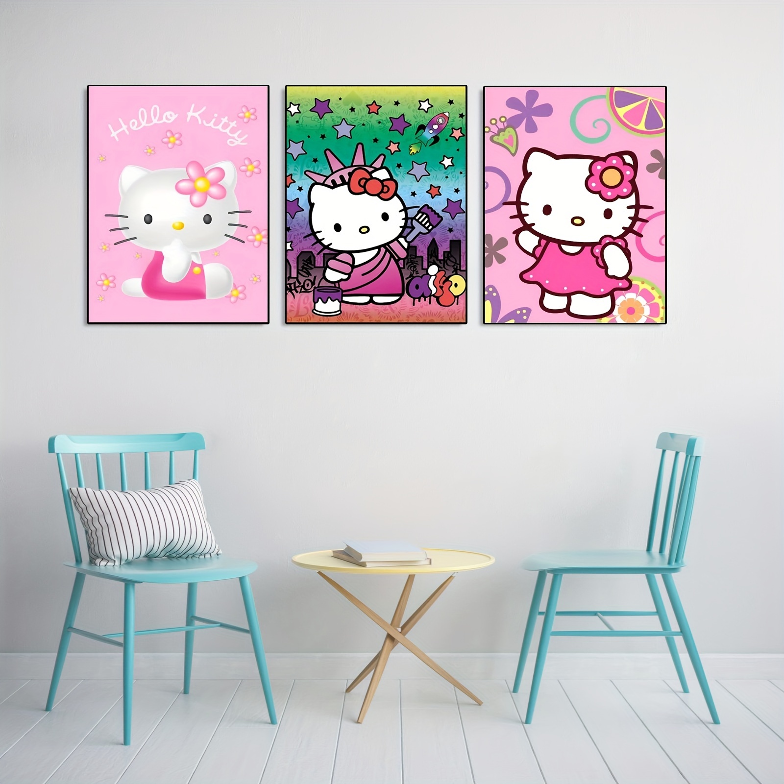 Hello Kitty Poster Set - Hello Kitty Room Decor Bundle with 12 Hello Kitty  Wall Art Posters Plus Hello Kitty Keychain, More