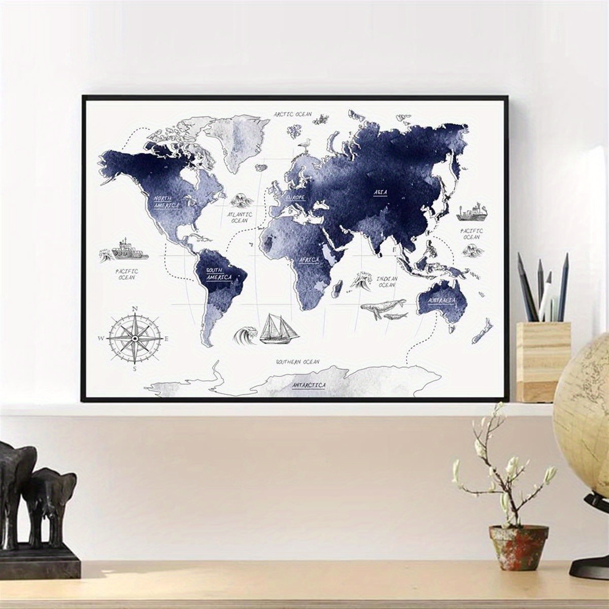 Grunge World Map No Frame Home Decor Room - Temu Belgium