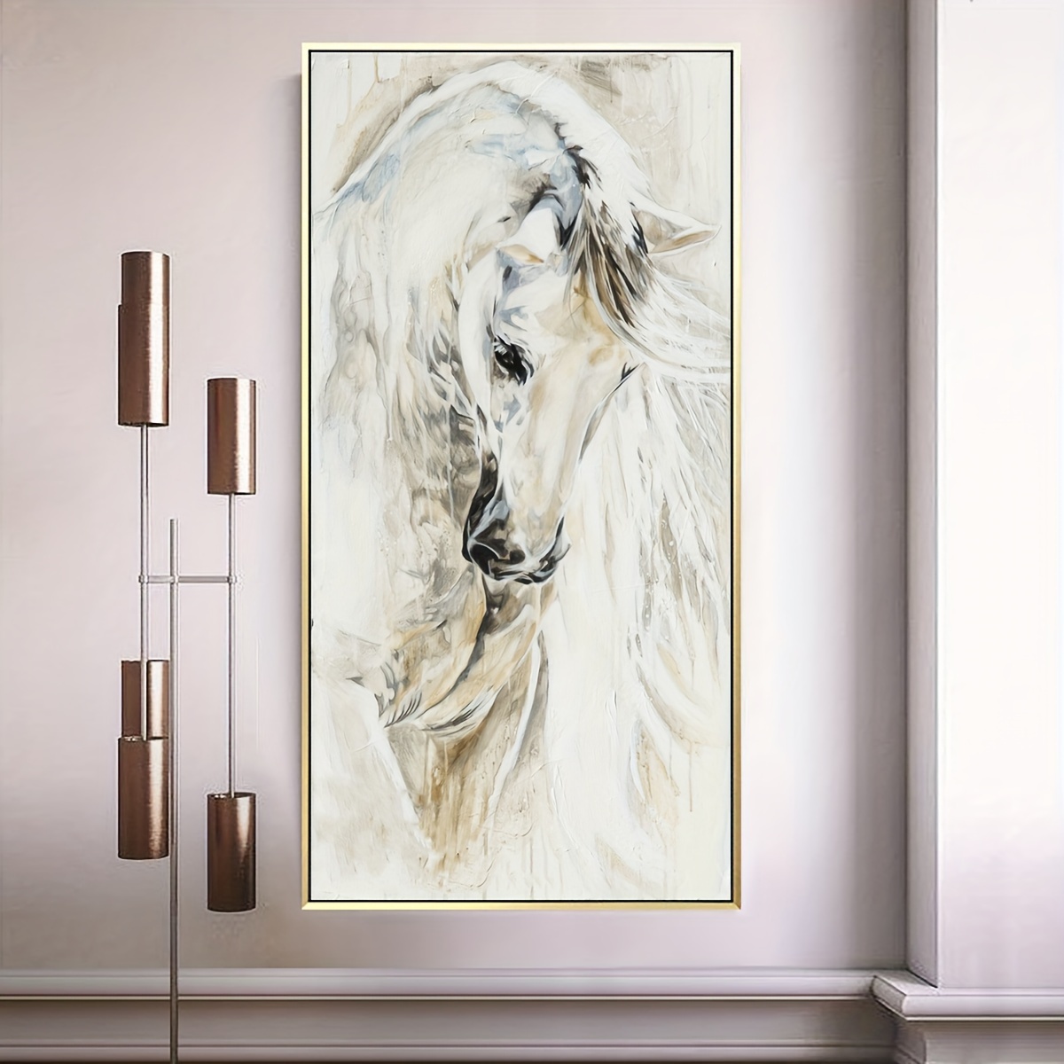 北欧風の馬の頭のペインティング油絵現代のシンプルなリビングルームの挂け絵A1913