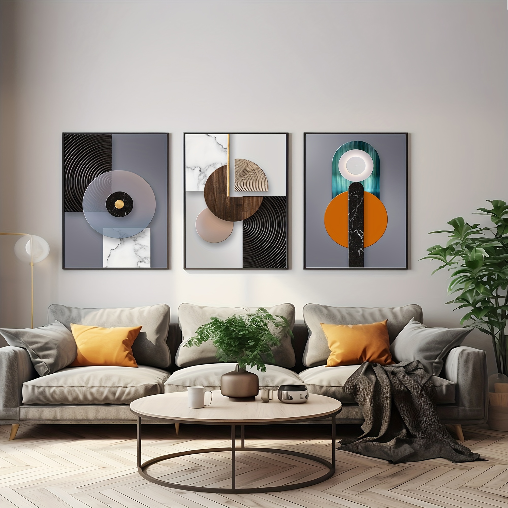Lienzo abstracto beige para pared, cuadros abstractos geométricos modernos  para sala de estar, cuadros abstractos marrón y gris, bloque de color, arte
