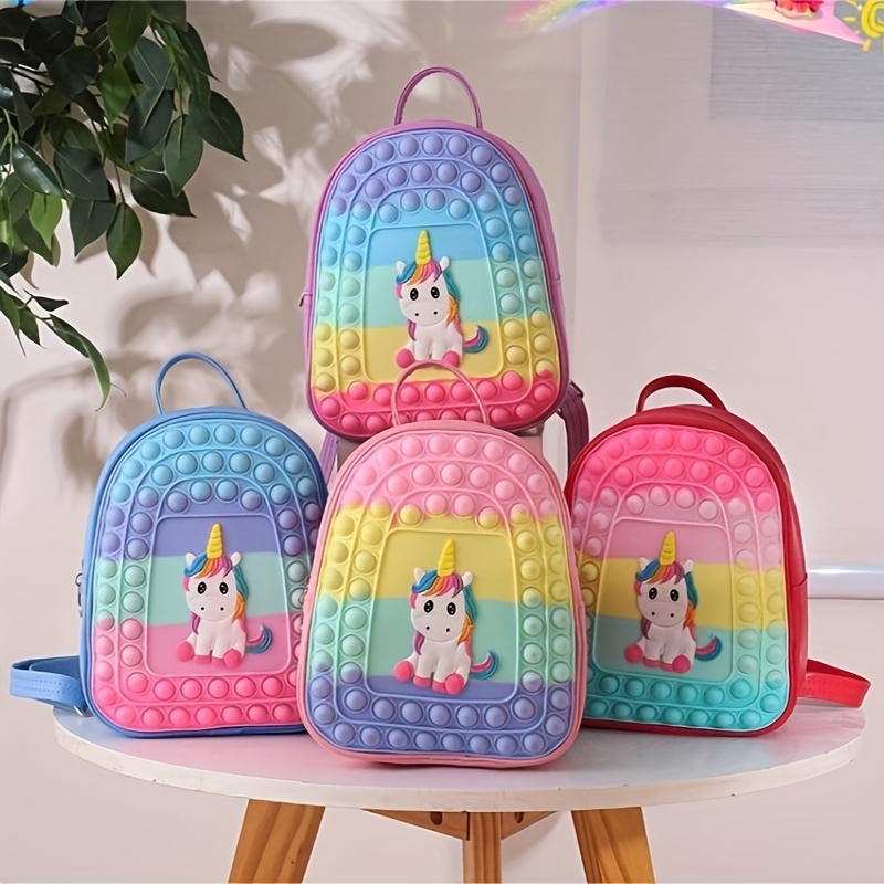 Cute Cartoon Middle School Student Bag Unicorn Girl Rainbow Pony Backpack, Fashion Backpacks