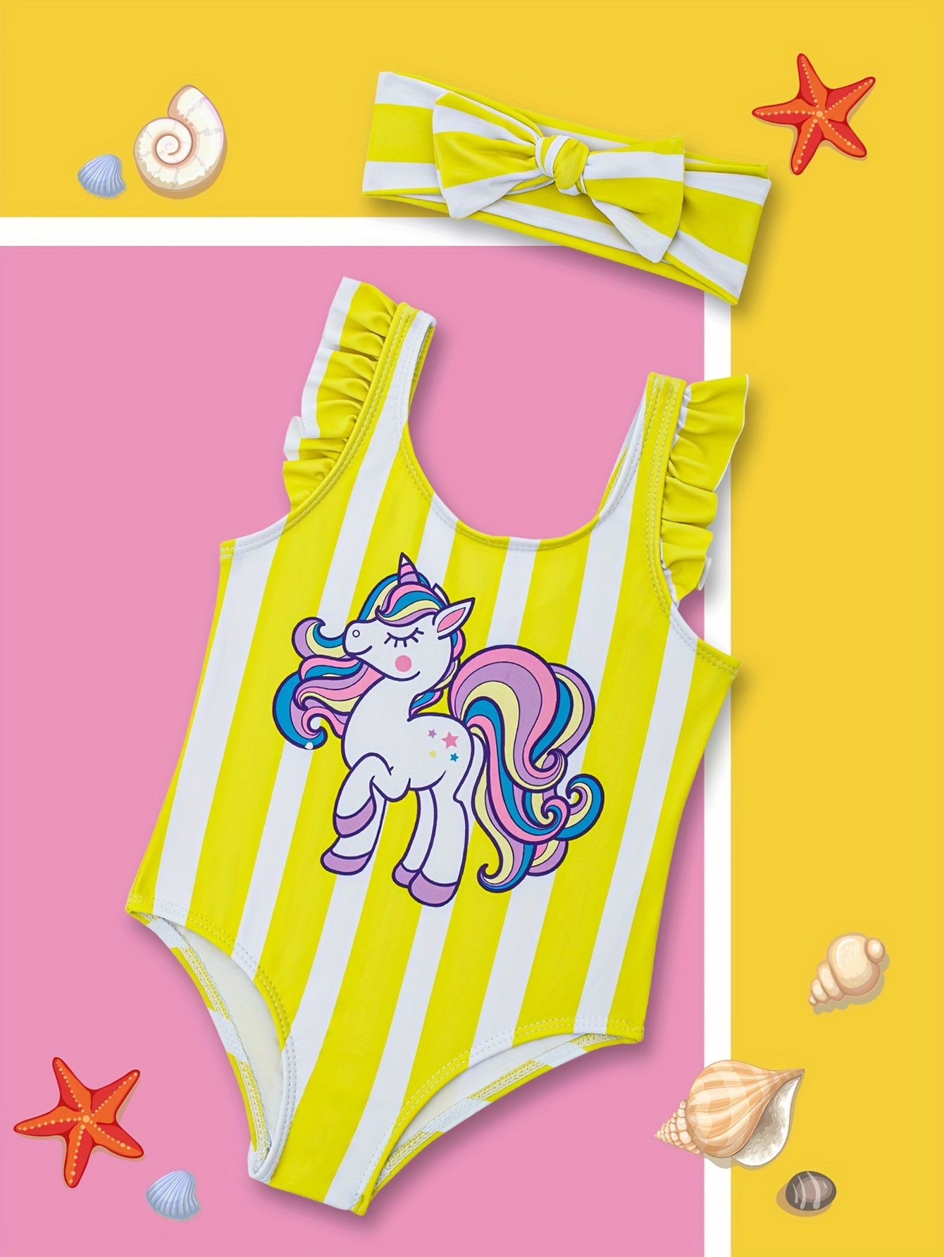 Costume bimba a righe Unicorno e nome