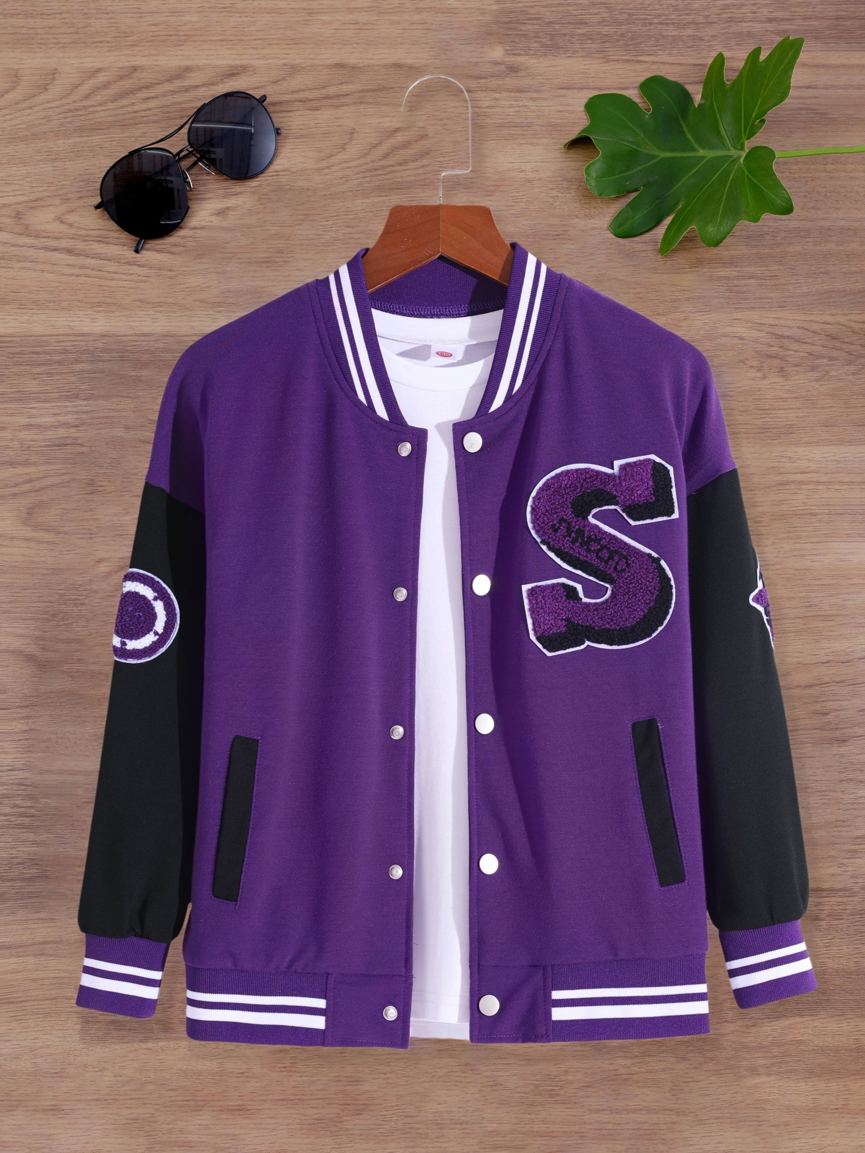 Purple and black letterman on sale jacket