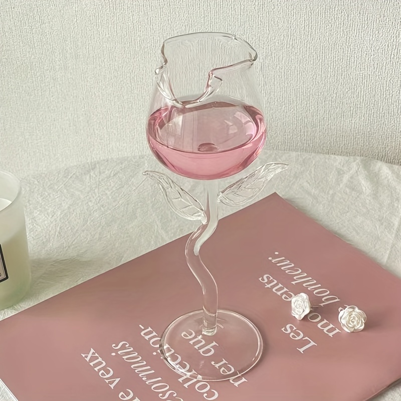 1Pc Rose Shape Wine Glass Romantic Fashion Delicate Transparent
