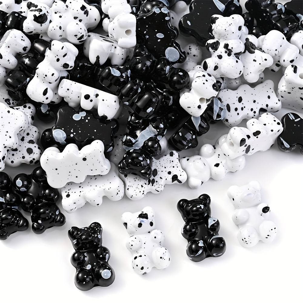 Mixed Solid Color Gummy Bear Rubber Acrylic Loose Beads For - Temu