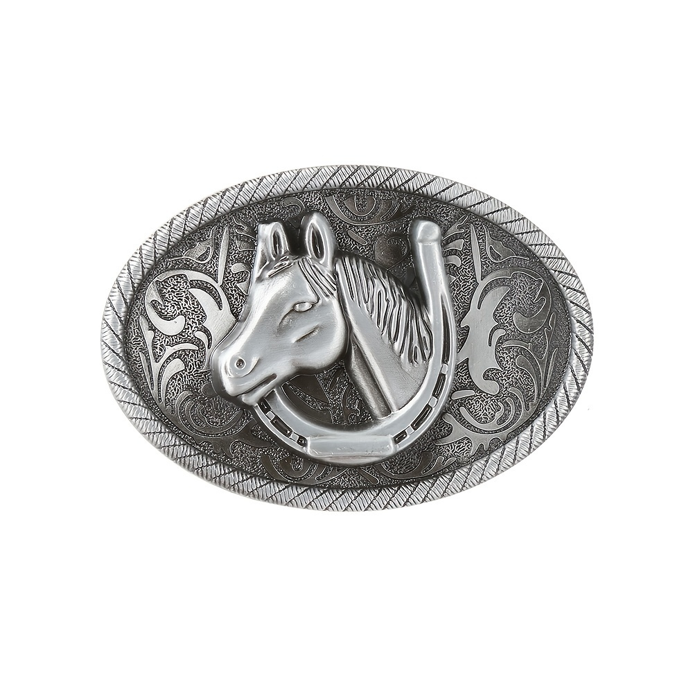 Vintage Western Cowboy Belt Buckle with Cross and Horse Design - Stylish  and Unique Fashion Accessory