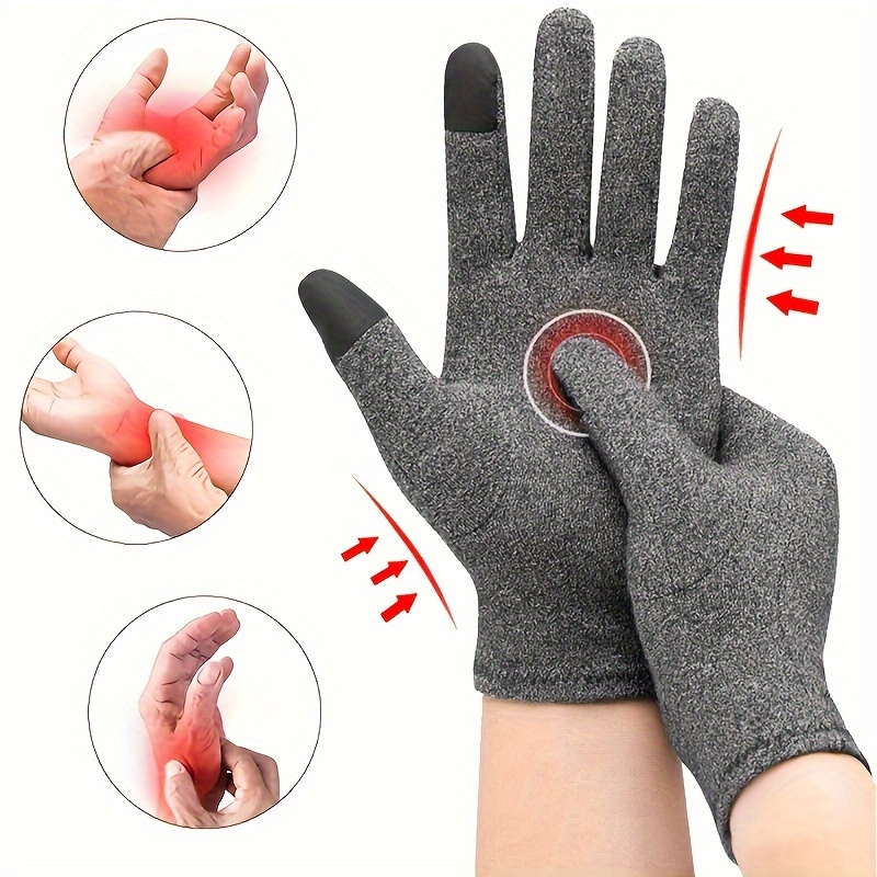 Gants demi-doigts antidérapants en silicone pour la rééducation de  l'arthrite, taille: XL (gris)