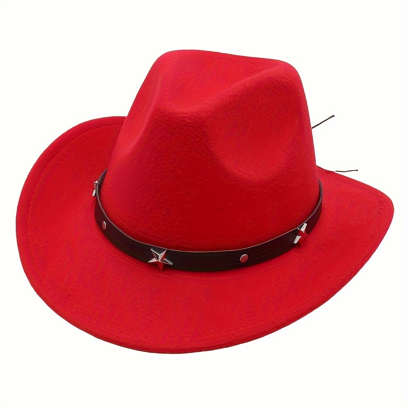 Red Leather Cowboy Hat - Temu