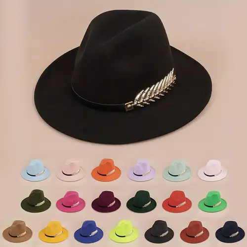 Candy Color Unisex Fedoras Classic Wide Brim Jazz Felt Hats
