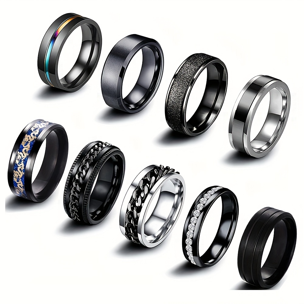 10pcs Set Mens Ring All Match Ring Set Geometric Simple Hollow Totem  Irregular Carved Geometric Ring Jewelry Twist Wave Ring - Jewelry &  Accessories - Temu