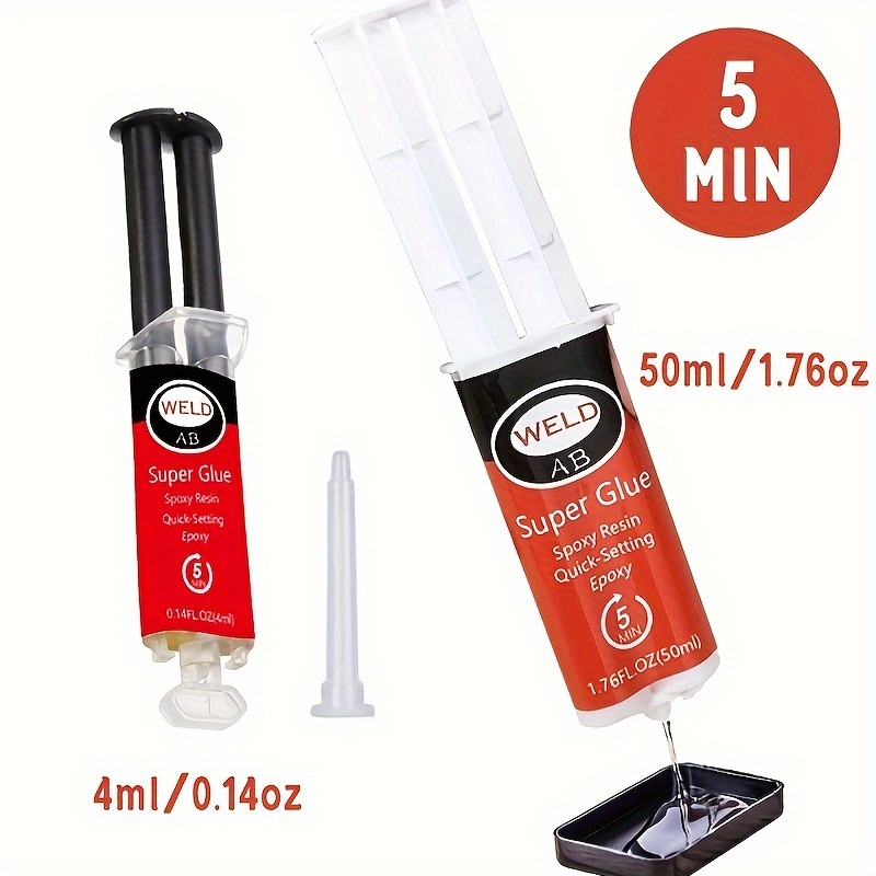 Vicpricme 2 Part Epoxy Glue Clear, 1.76Oz Syringe, Waterproof Plastic Weld  Adhes