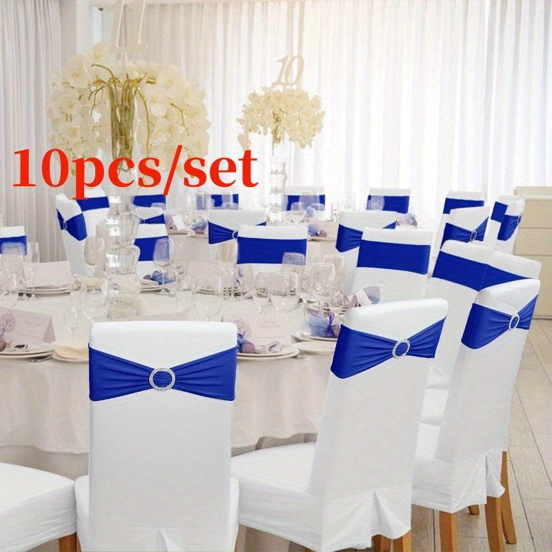 50 PCS Royal Blue Satin Chair Sashes for Wedding Chair Bows Sashes Chair  Ties Chair Cover Sashes for Folding Chairs for Thanksgiving Party Home
