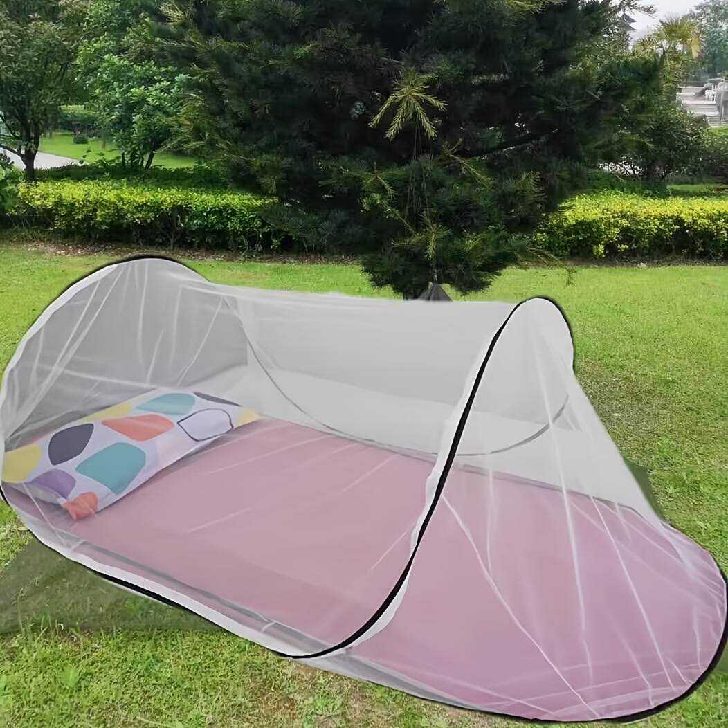 1pc-Camping Net White Mesh Portable Square Foldable Mosquito Control  Mosquito Net Lightweight Outdoor Camping Tent Sleeping Summer