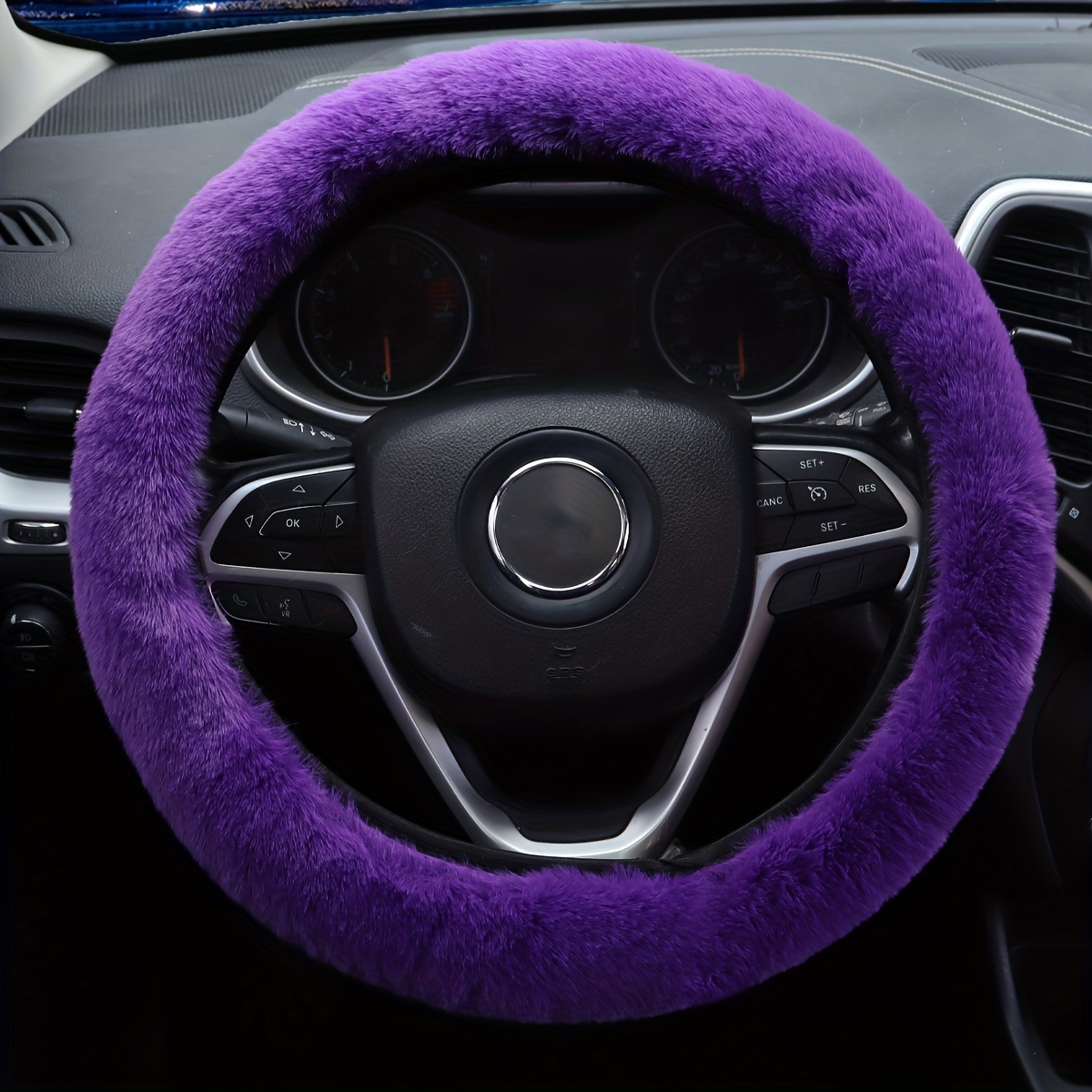 1pc Rabbit & Letter Graphic Fabric Car Steering Wheel Cover