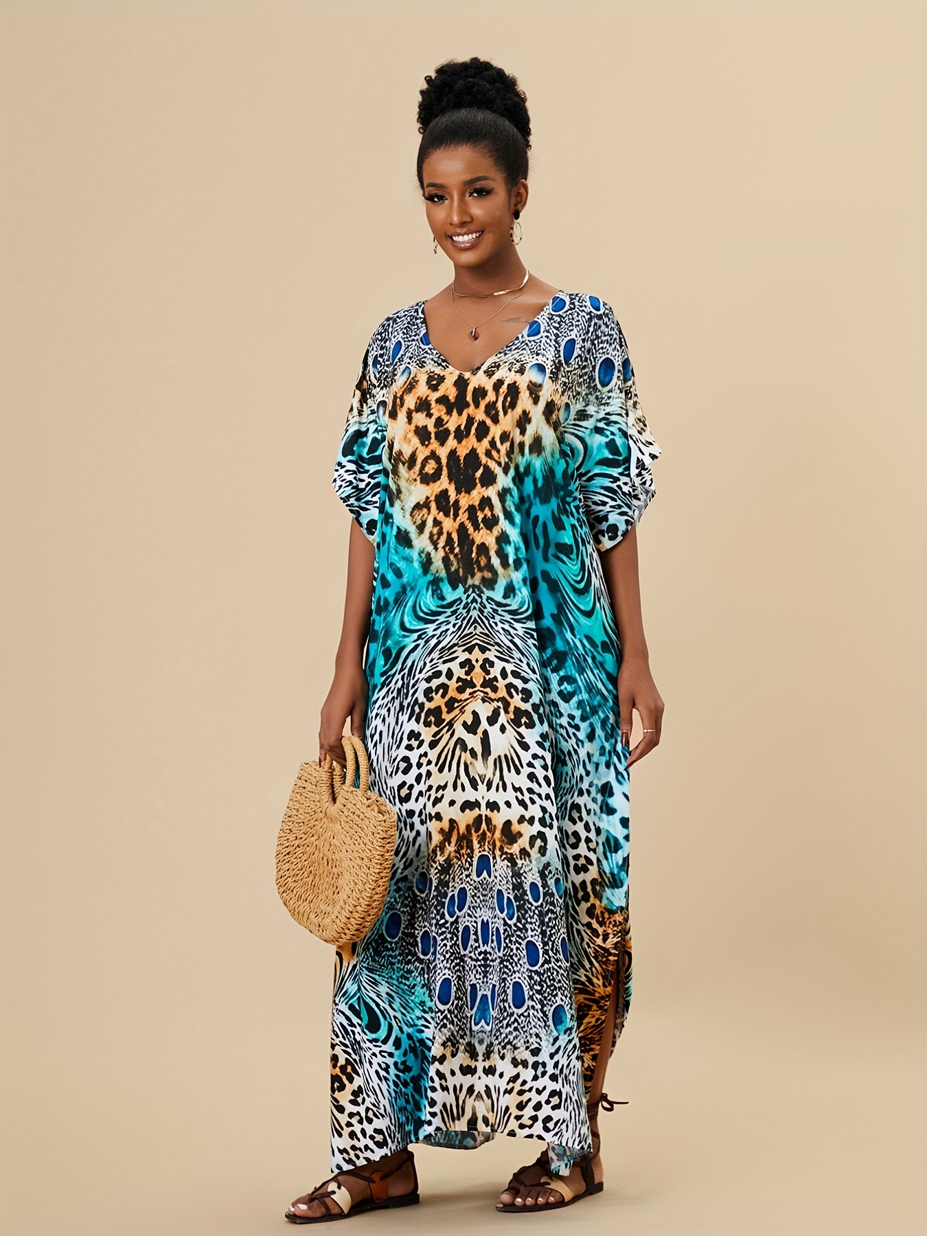 Next blue 2024 leopard print dress