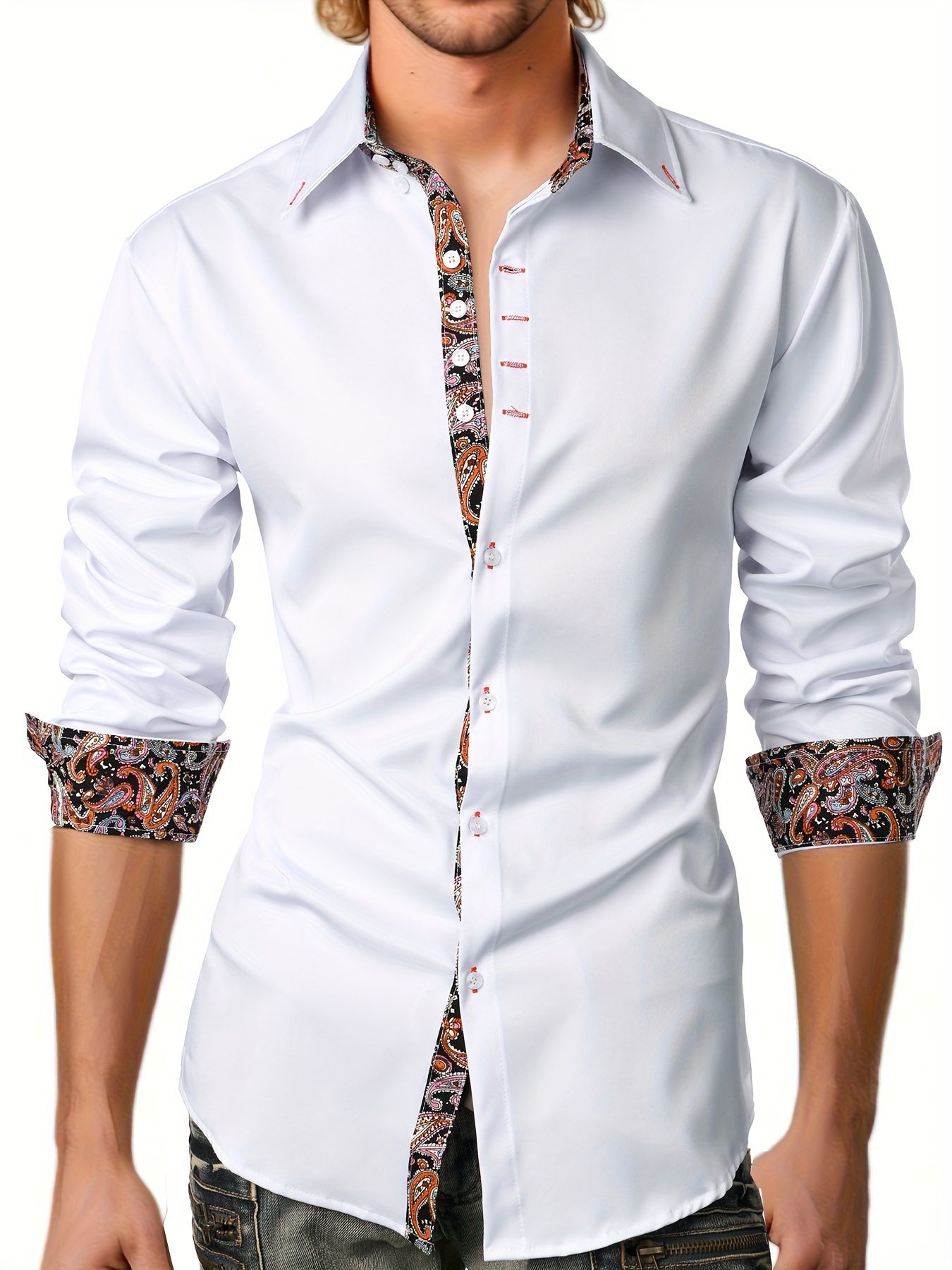 Classic Design Shirt, Men's Semi-formal Button Up Lapel Long Sleeve Shirt  For Spring Summer Business - Temu