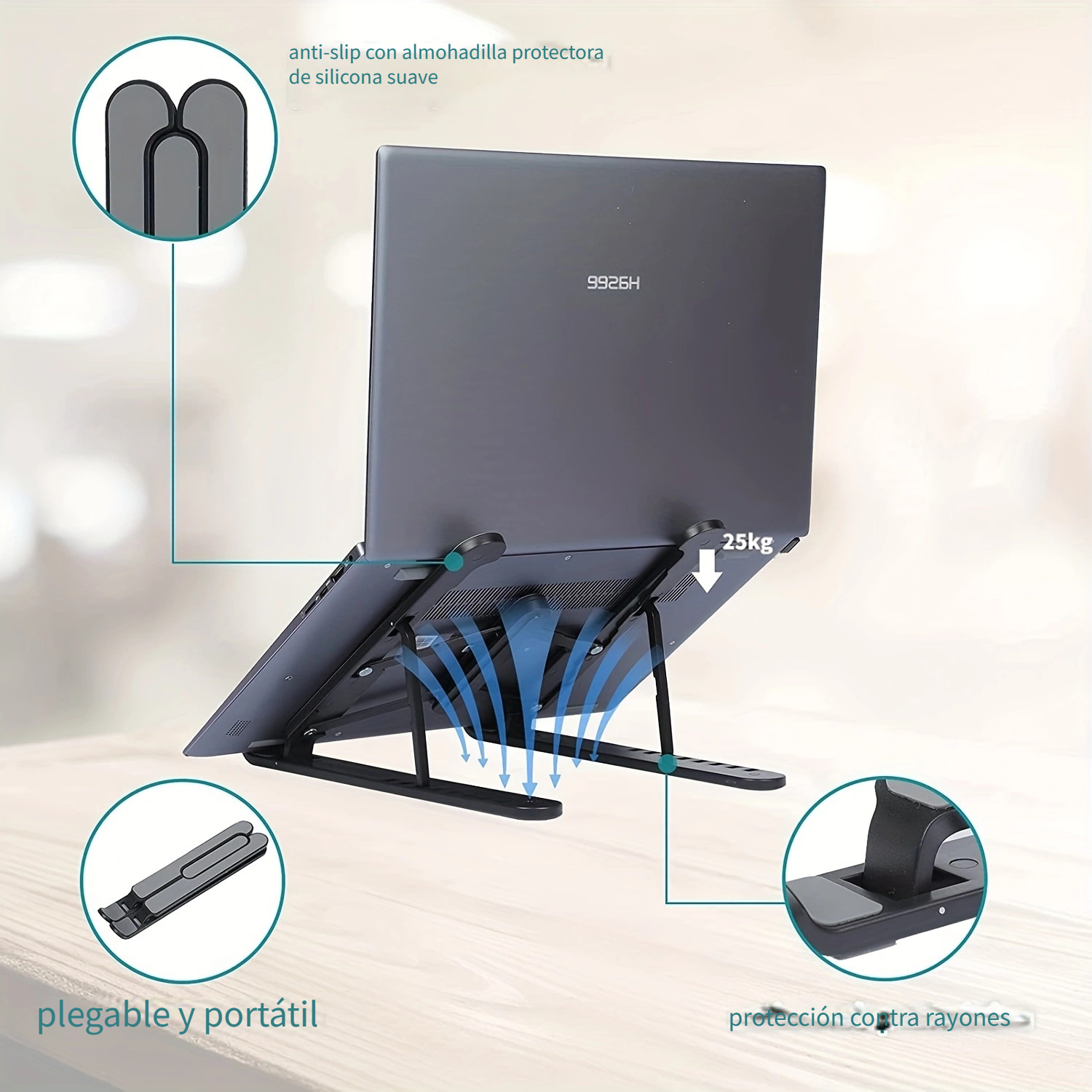 Soporte portátil de aleación de aluminio para computadora portátil con  soporte de varios ángulos y ranura