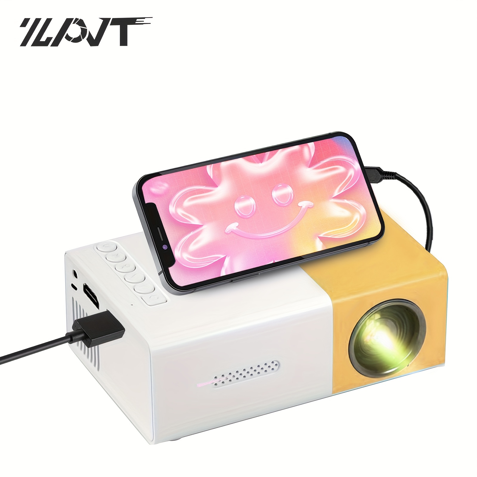 HY300 Mini Projector 4K Android 11.01080P 720 P 200ANSI Portable Wireless  Home Outdoor Cinema 180° Projection Angle Adjustable