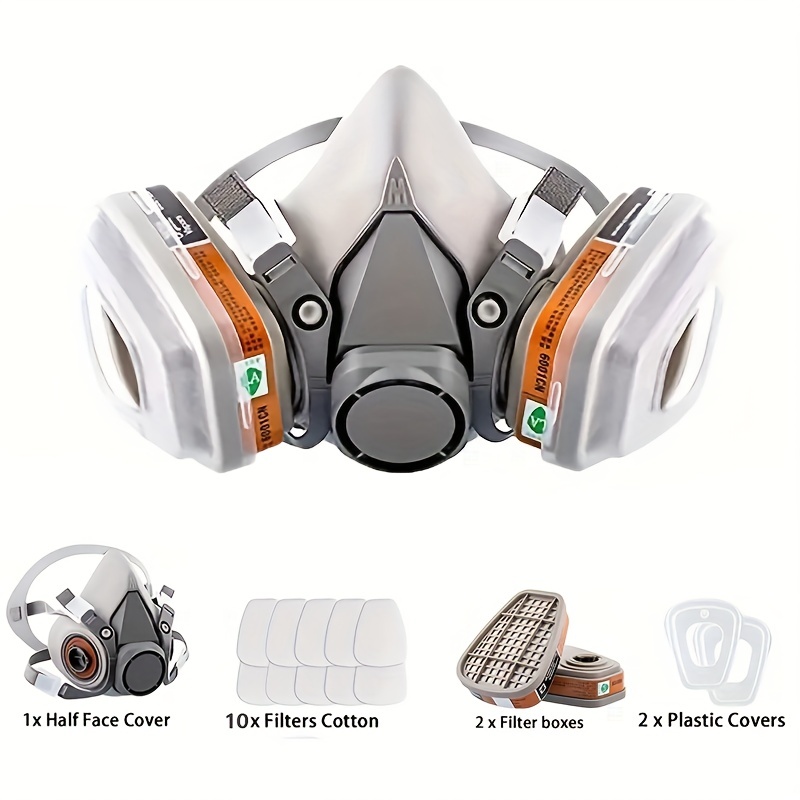 7 pièces en 1 gaz & Masque anti-poussière 3m 6200 Demi-masque respiratoire  réutilisable