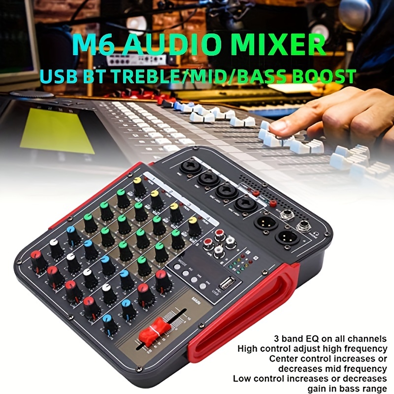 Mini 4 channel mixer Built-in reverb effect 3-band EQ BT USB
