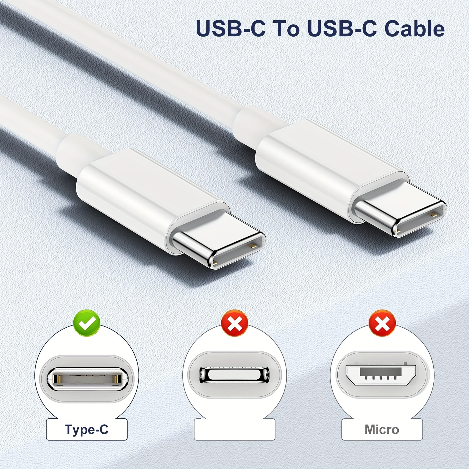 Cable de carga USB-C a USB A [paquete de 2 pies 3 pies], cable de