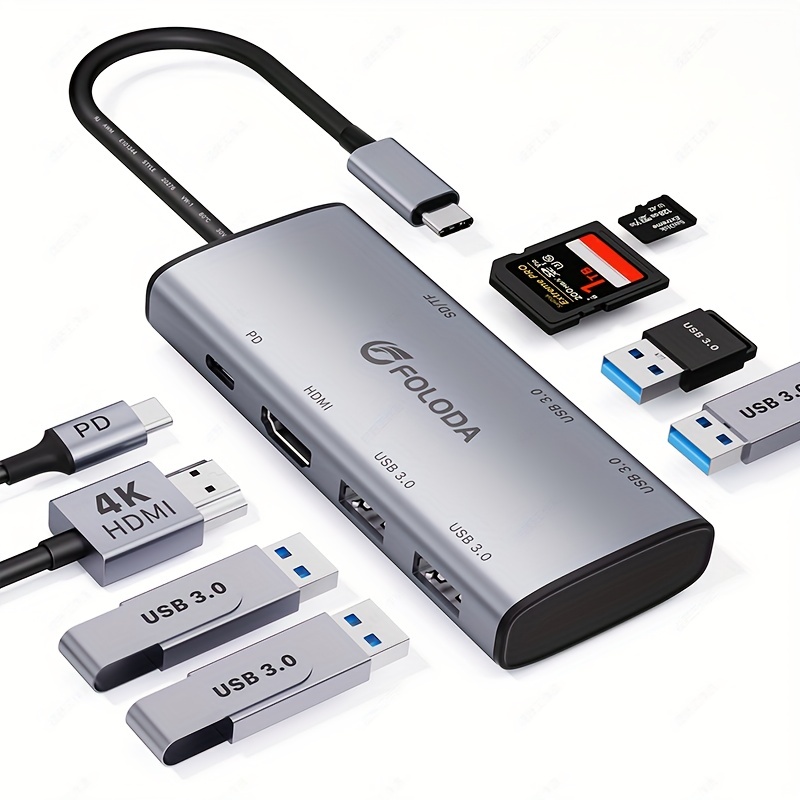 Baseus Hub USB C 7 en 1 Adaptateur avec 4K@60Hz HDMI, PD 100W, 3 USB-A 3.0  5Gbps, Lecteur Carte SD/TF, Stations d'accueil pour Ordinateur Portable  MacBook/Surface Pro/iPad/Steam Deck/Rog Ally/Samsung : :  Informatique