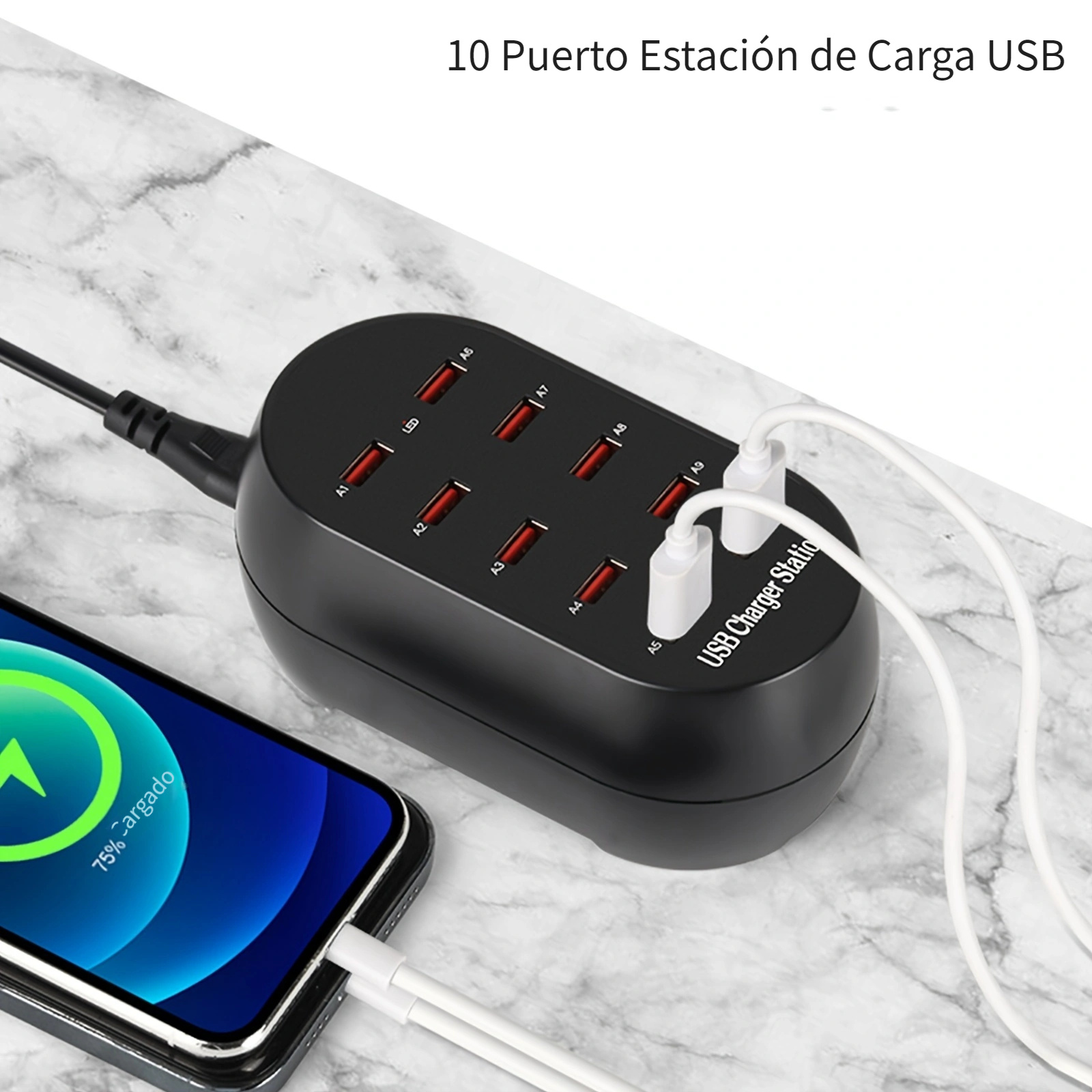 1pza de estación de carga USB múltiple de 6 puertos para - Temu Mexico