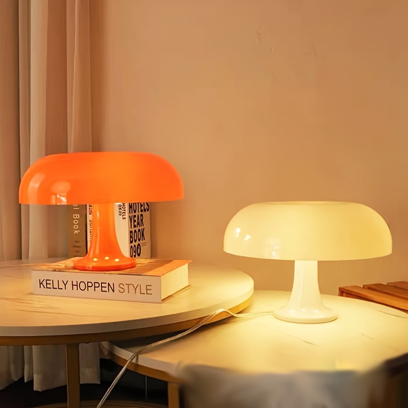 Led Mushroom Table Lamp Orange color Dimming Energy Saving Glass