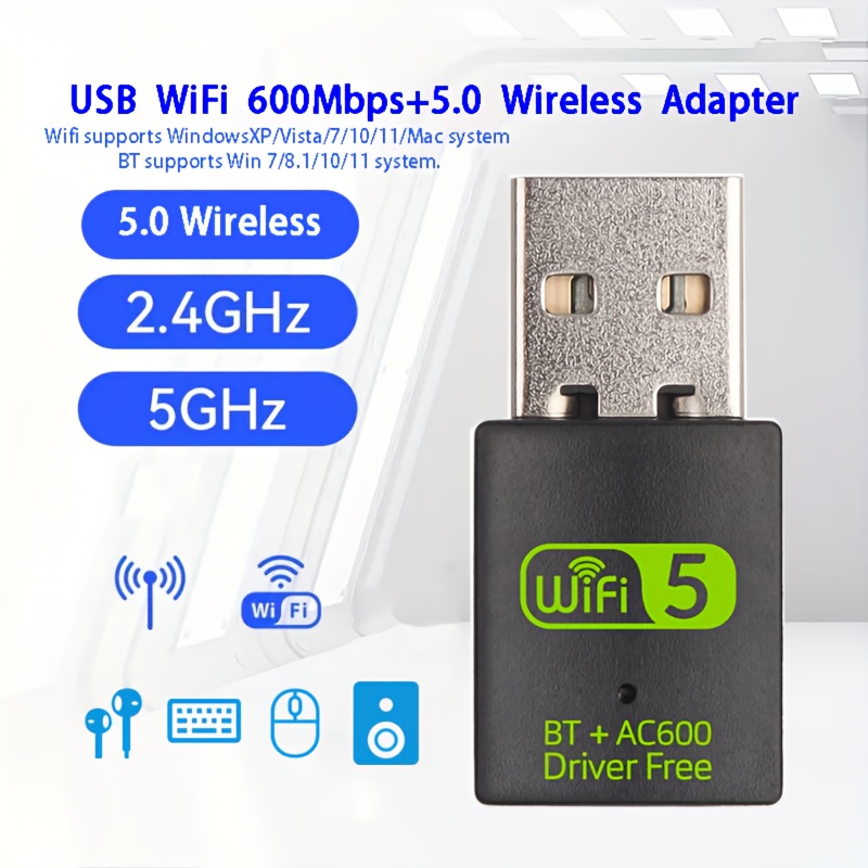 Adaptador Wifi Usb 2 En 1 Inalámbrico 5.0 Wifi Usb 600mbps - Temu Chile