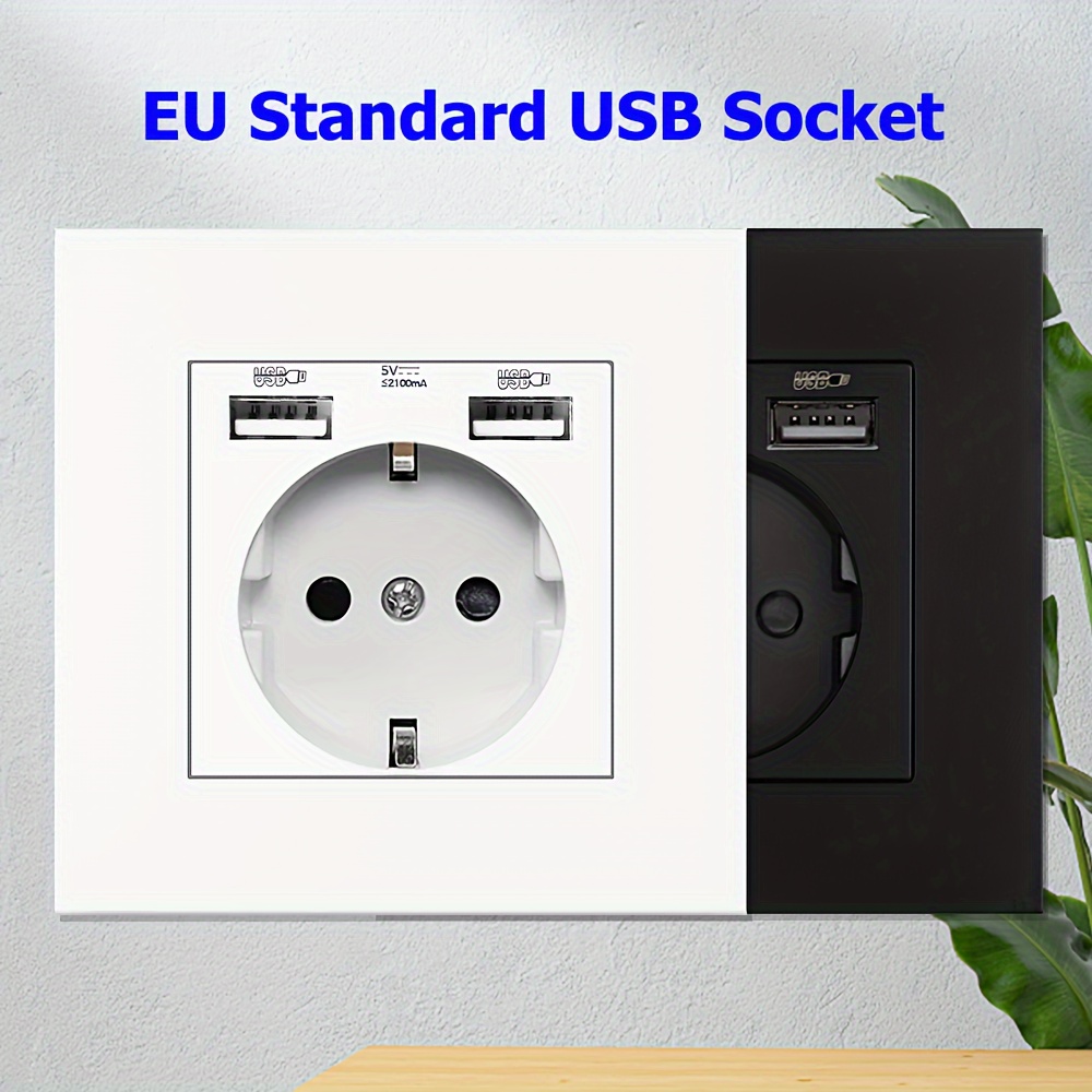 Prise de courant murale ue, 86mm, 16a, avec double Port USB 5V, 2,1 a,  adaptateur de charge, blanc, or, noir, gris - AliExpress