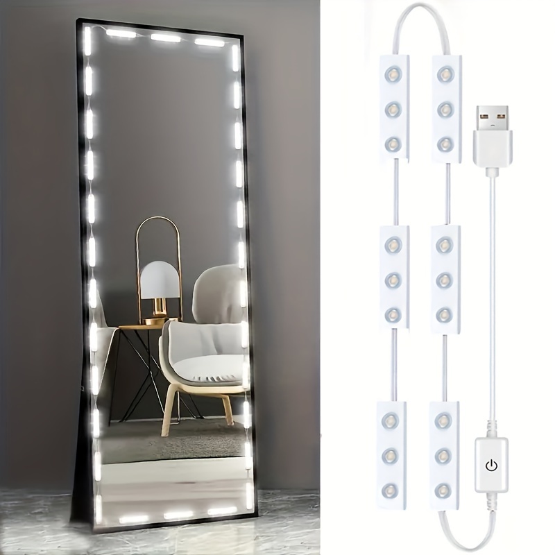 Hollywood Espejo de tocador de maquillaje con luces – Espejo de rotación de  360° con 9 bombillas LED regulables, mesa con dormitorio, guardarropa y