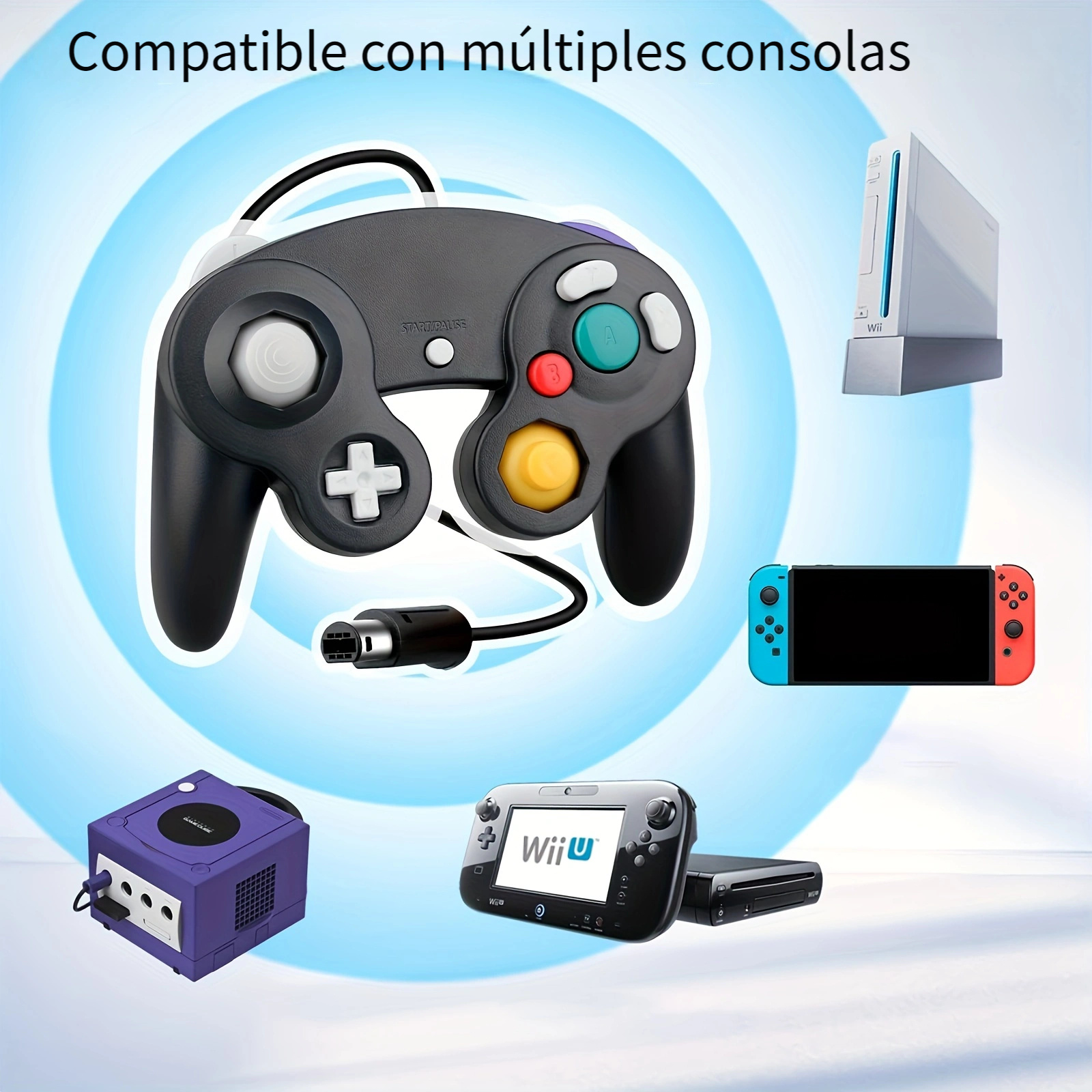 Controlador Gamecube, clásico, con cable, para Nintendo Wii