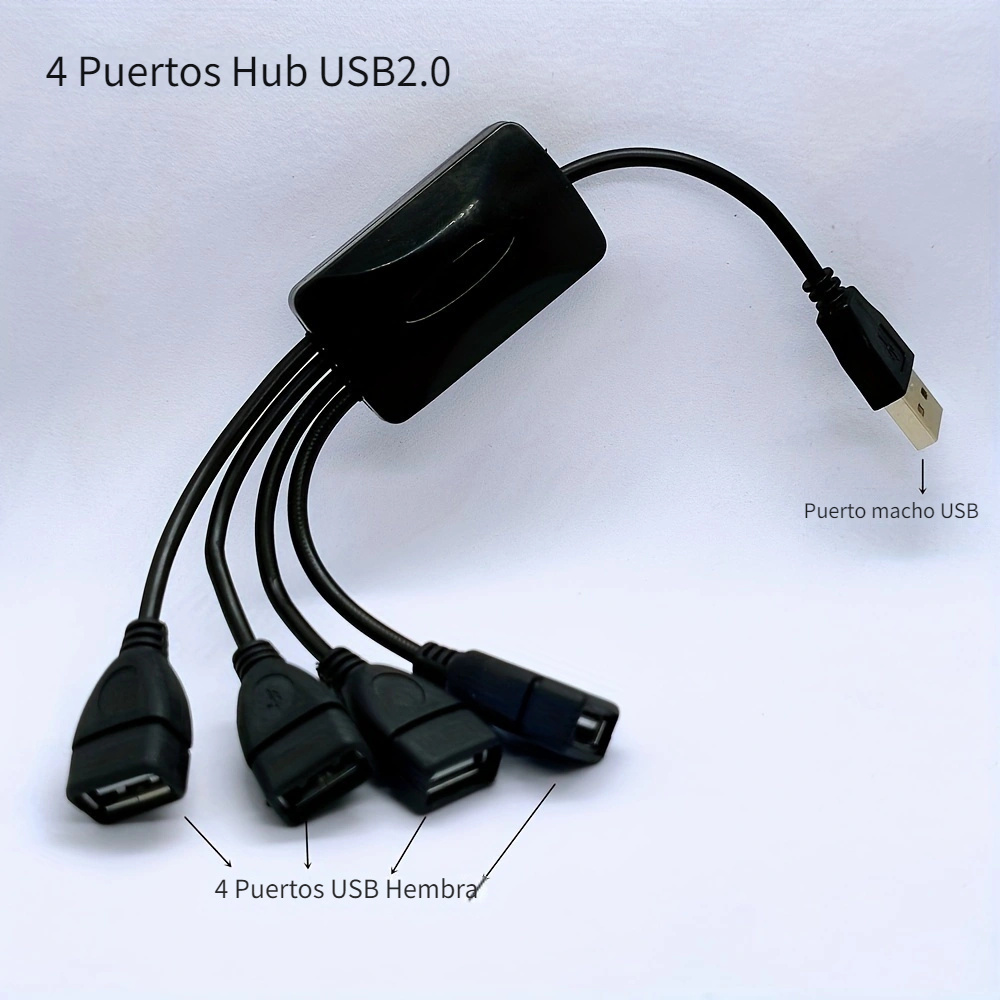 Adaptador divisor USB, USB macho a doble USB hembra, cargador de datos  extensor de puerto USB doble, extensión del cable de alimentación del