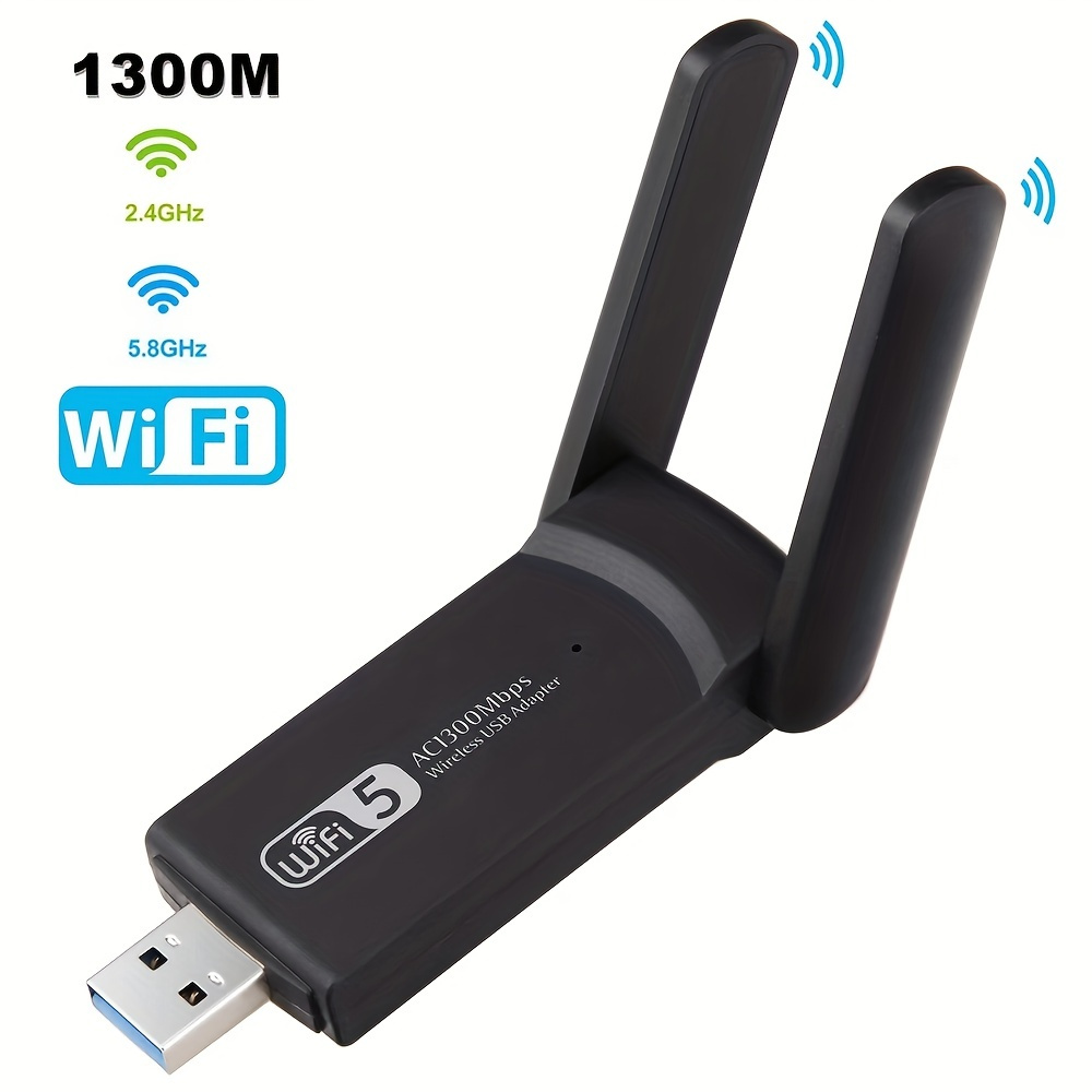 1200Mbps USB WiFi Adapter for Desktop or PC, TSV Dual Band 2.4G/ 5G AC  Wireless Network Card Dongle with 5dBi High Gain Antenna for Desktop Laptop  PC Support Windows 11/10/8/7/XP/Vista, Mac OS 