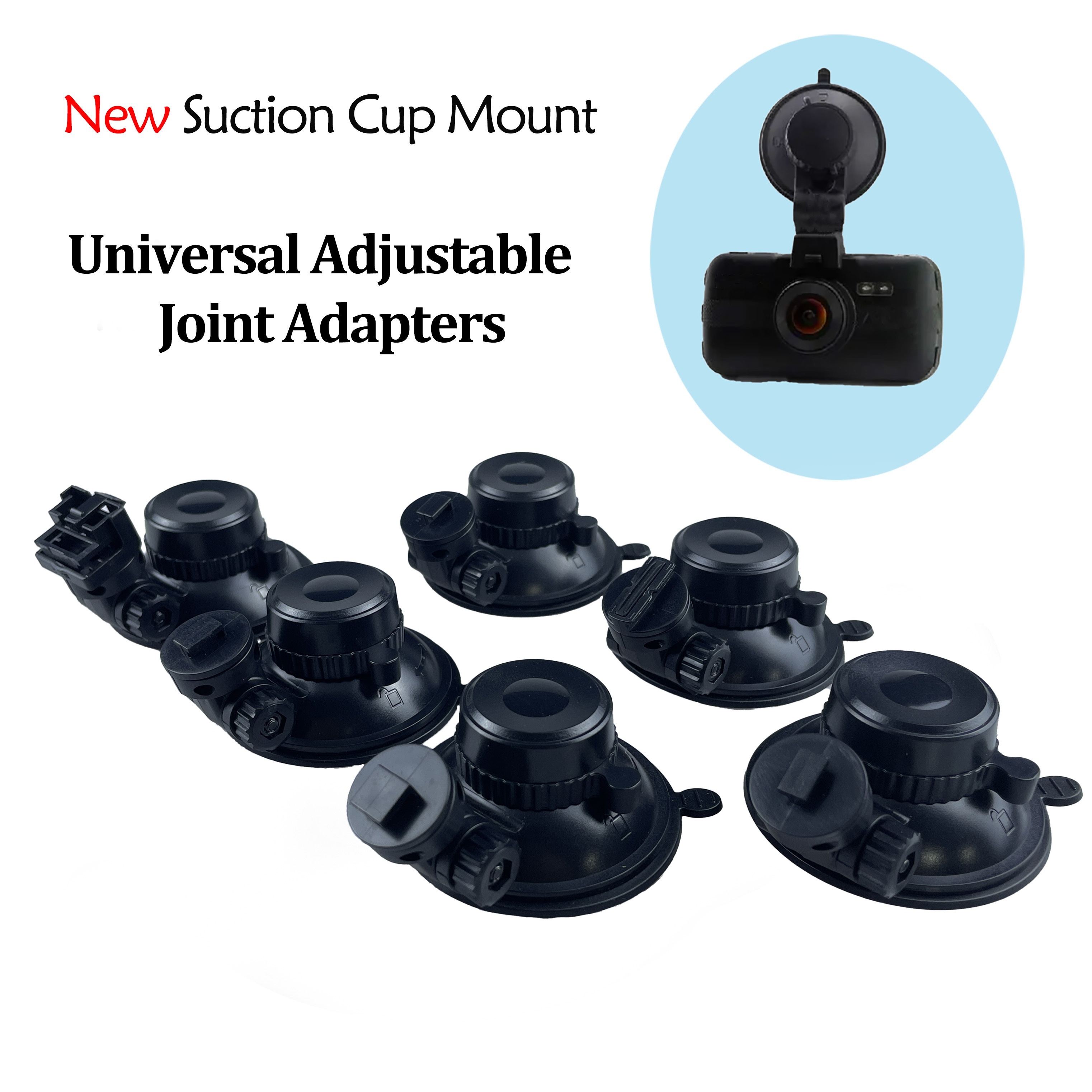 S503 Suction Cup Dash Cam Mount Holder (5th Gen) with 3pcs 360 Rotating  Joints for Rove Nexar NIUTA and Most Other Car Dash Cameras 