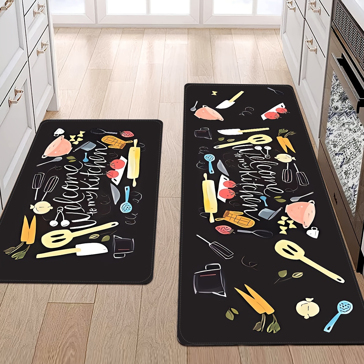 Juego de 2 tapetes de diseño de chef de cocina, antideslizantes, para  interiores y exteriores, para cocina del hogar, 17 x 24 + 17 x 47 pulgadas