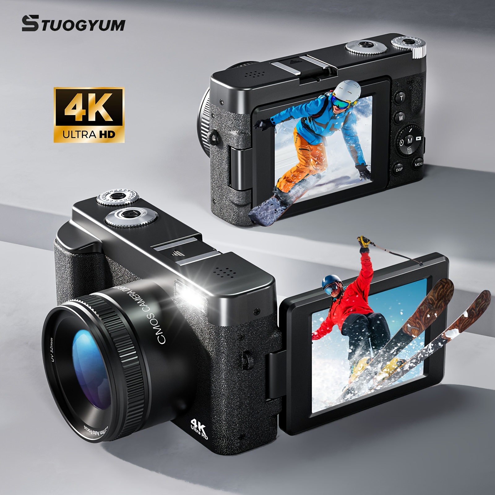 Cámaras digitales para fotoggrafía 4K 48MP Vlogging Cámara para  con  luz de relleno incorporada, zoom digital 16X, enfoque manual, lente gran