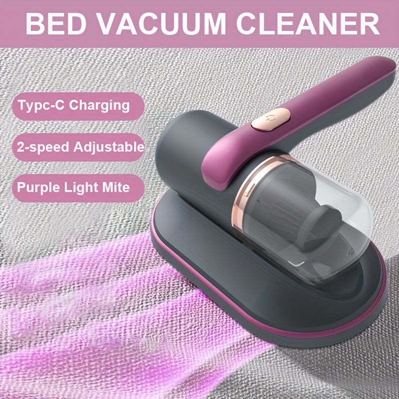 Aspiradora de cama, aspiradora de mano para cama, sofá, colchón, almohadas,  sofá, alfombras, limpieza, color rosa