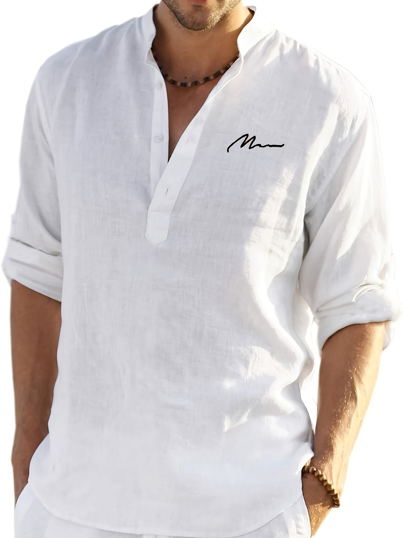 Cotton Linen Blend Men's Shirt Top Solid Lapel Long Sleeve - Temu