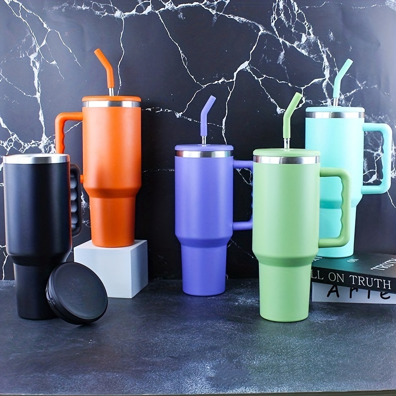 40 oz 5PCS Wihte Tumbler with Handle and Straw Lid, Double Wall