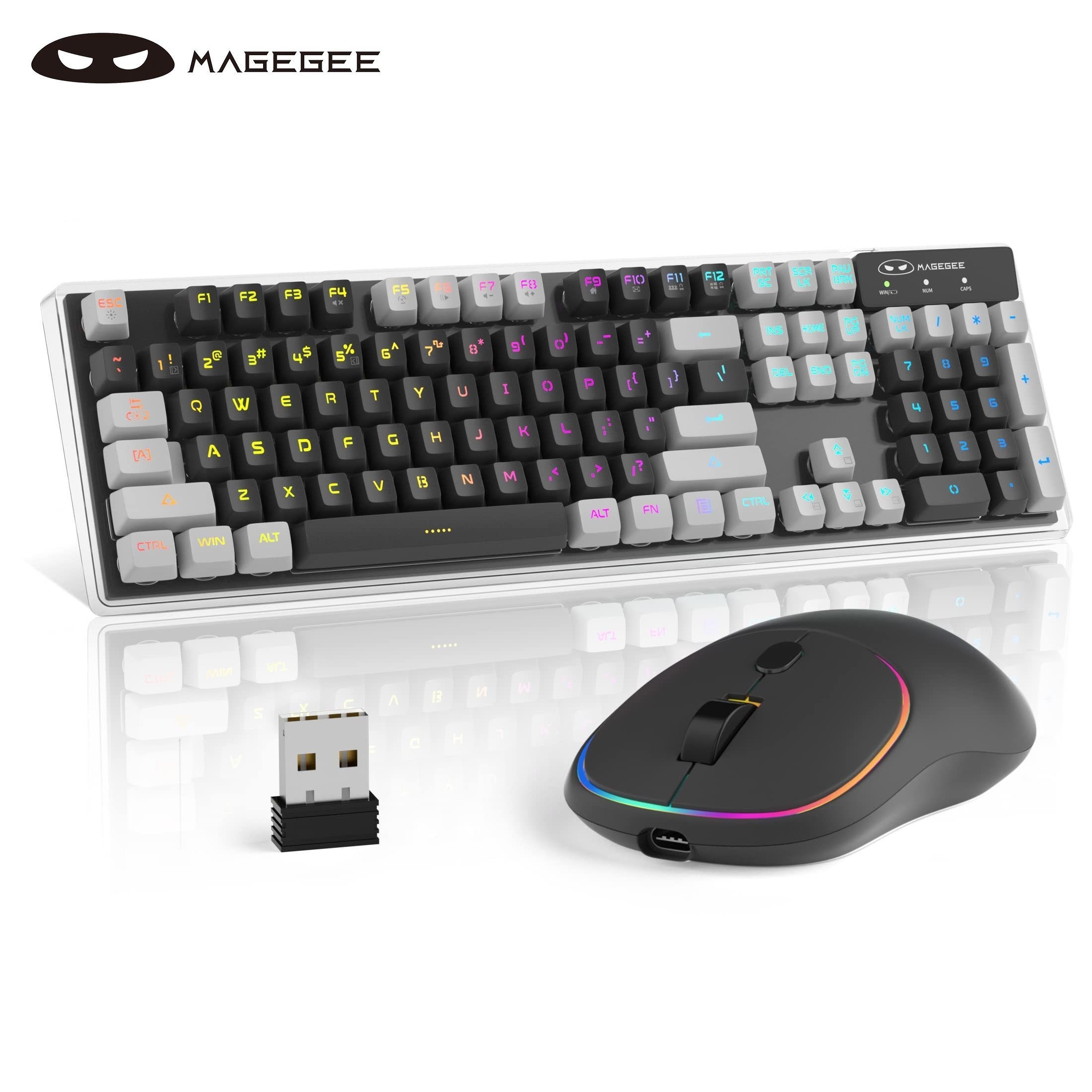 2.4GHz Wireless Tastatur Und Maus Set Funk Kabellos Keyboard PC Laptop RGB  LED