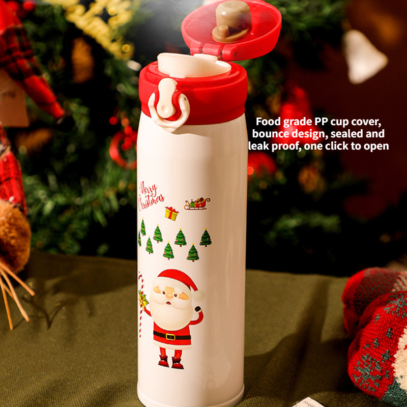 Christmas Snowman Vacuum Thermos,Portable Thermo Mug,Leak Proof 304  Stainless Steel Vacuum Insulated Water Bottle for Sports Travel Christmas  Gift 