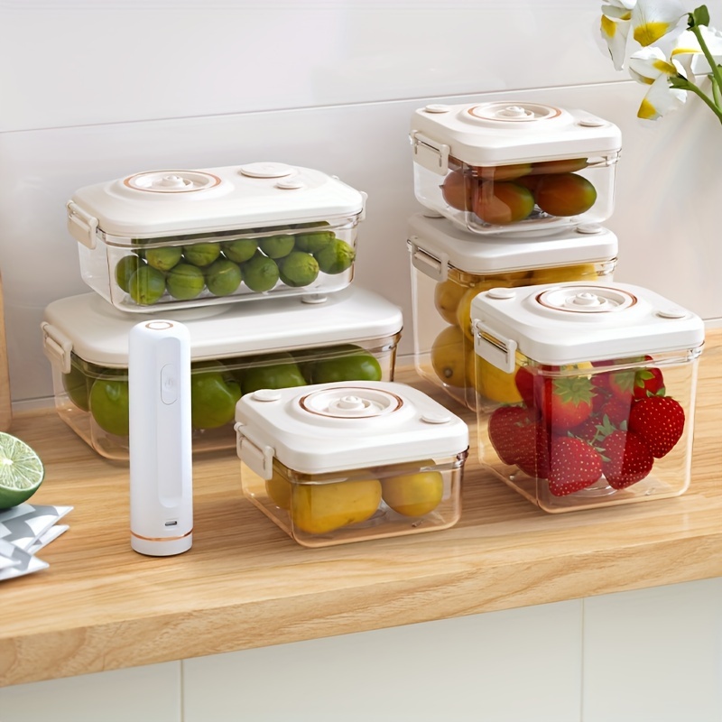 5pcs Refrigerator Storage Bins, 35oz Glass Food Storage Containers