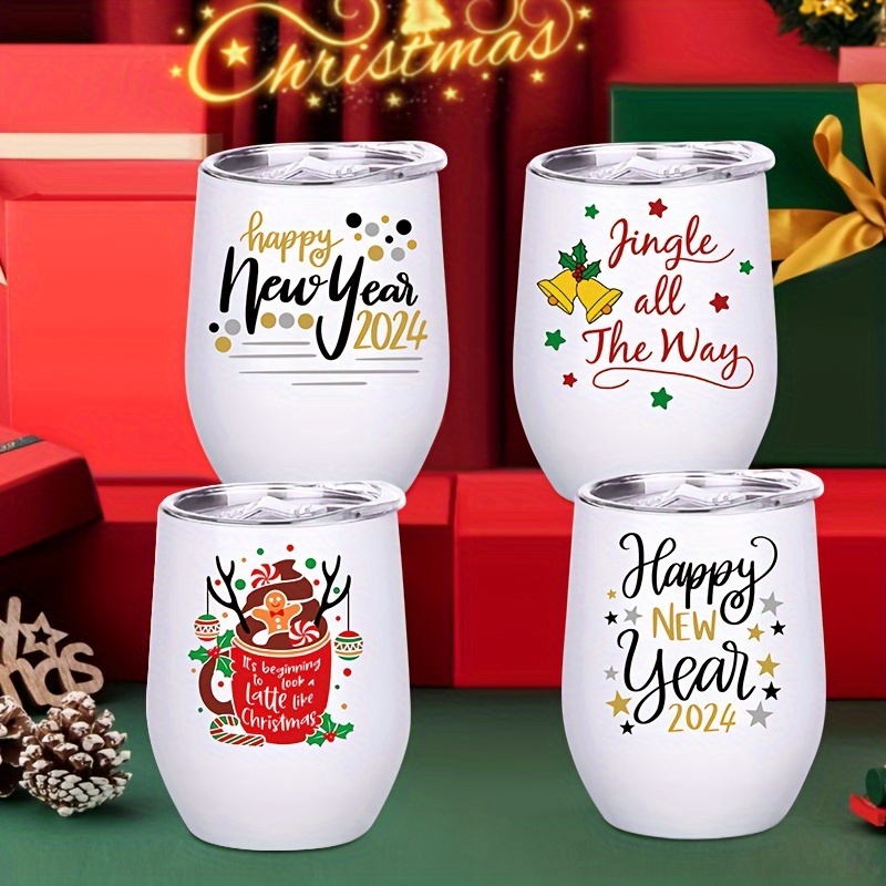 12pcs Christmas Plastic Cups Santa Belt Pattern Home Beverage Drinking Cup Holiday Party Tableware and Party Supplies (Cups and Straw, 6pcs for Each)