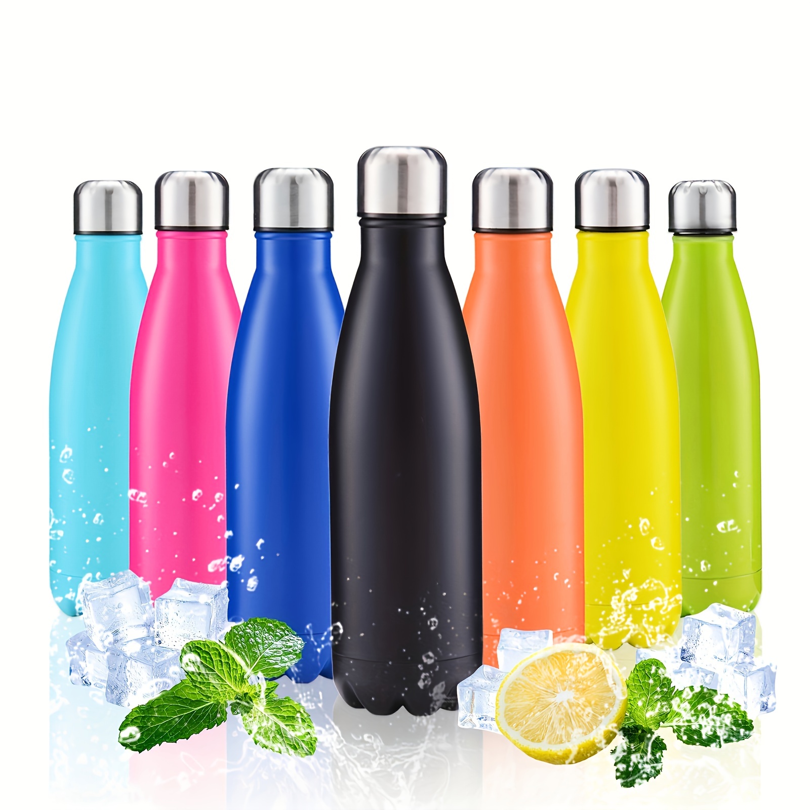 Botella de agua aislada, botellas de agua de metal de acero inoxidable de  doble pared de 12 onzas, frascos térmicos al vacío para uso diario